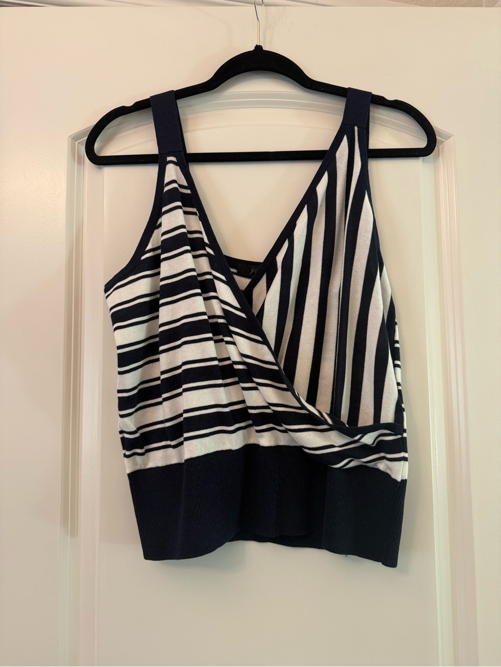 J. Crew Navy & White Striped Faux-Wrap Tank